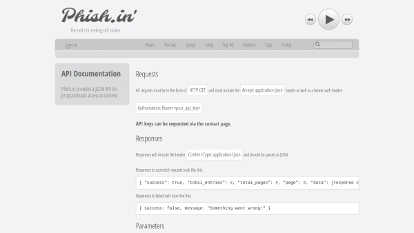 Phishin's website screenshot
