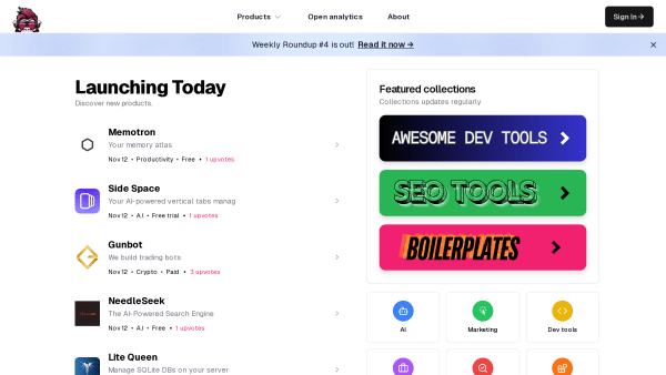 Launching Today's website screenshot