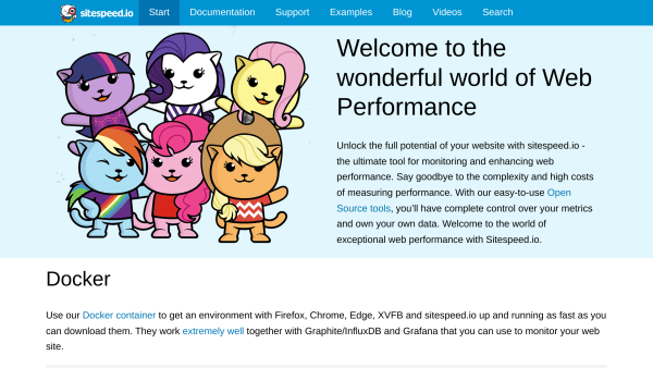 Sitespeed's website screenshot