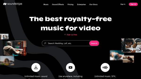 Soundstripe's website screenshot