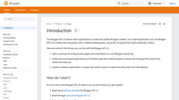 Blogger's website screenshot