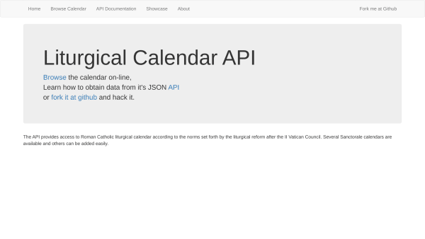 Church Calendar's website screenshot