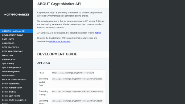 CryptoMarket's website screenshot