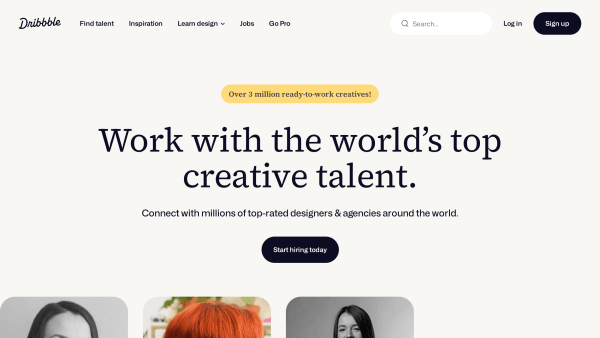 Dribbble's website screenshot