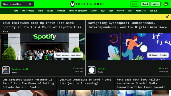 Hacker Noon's website screenshot