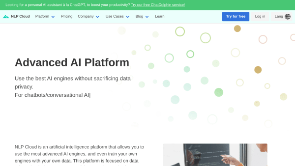 NLP Cloud's website screenshot