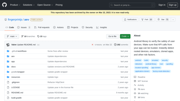Application Environment Verification's website screenshot