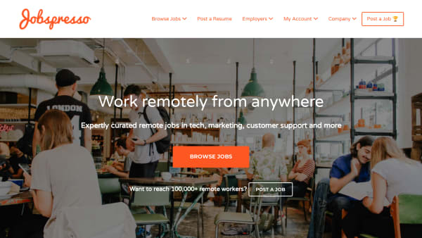Jobspresso's website screenshot