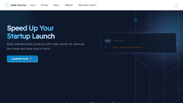 Indie Starter's website screenshot