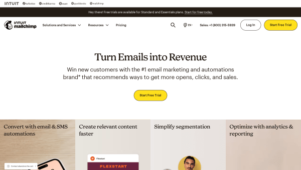 Mailchimp's website screenshot