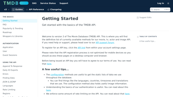 TMDb's website screenshot