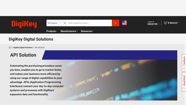 Digi-Key's website screenshot