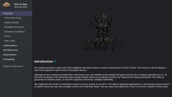Path of Exile's website screenshot