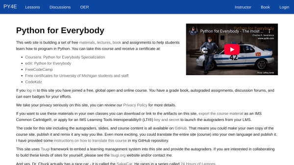 Python For Everybody's website screenshot