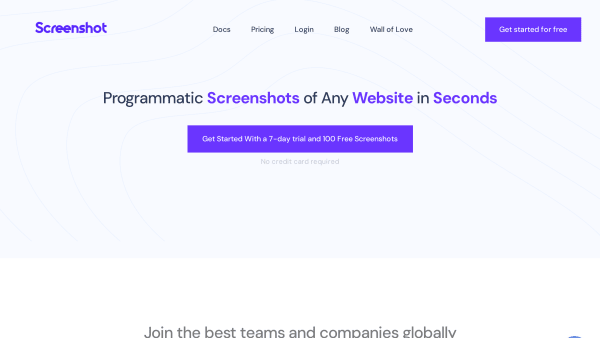 ScreenshotAPI.net's website screenshot