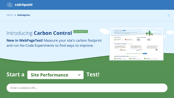 WebPagetest's website screenshot