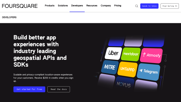 Foursquare's website screenshot