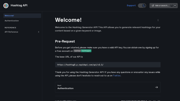 Hashtag's website screenshot