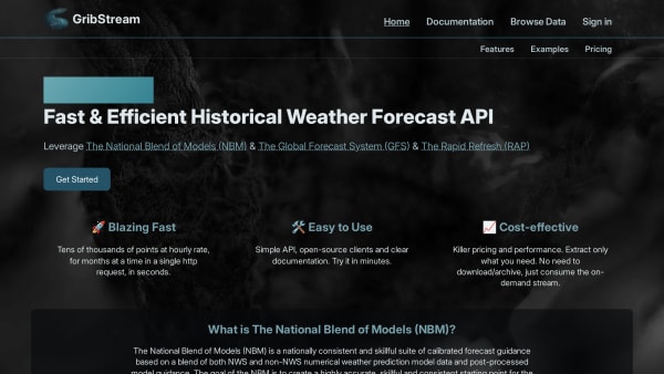 GribStream's website screenshot