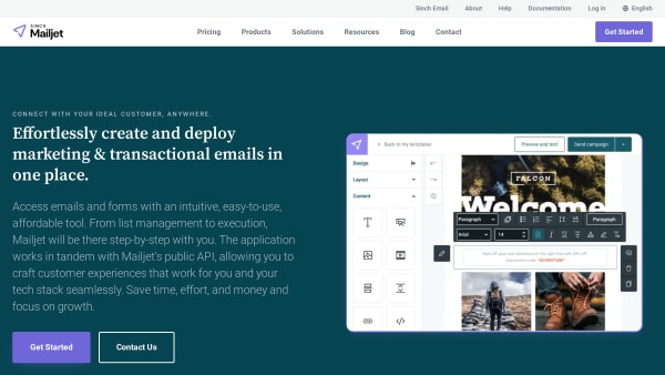 mailjet's website screenshot