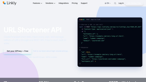 Linkly's website screenshot