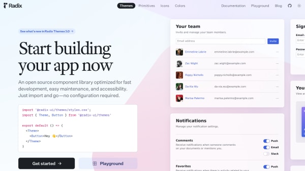 Radix's website screenshot