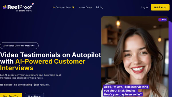 ReelProof's website screenshot