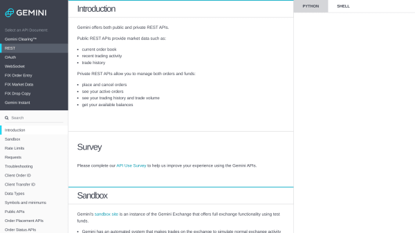 Gemini's website screenshot