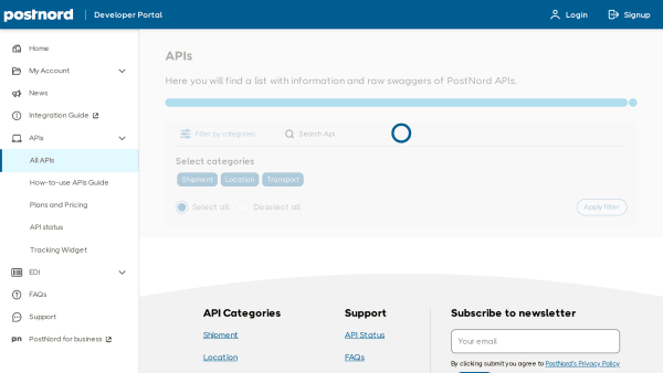 PostNord's website screenshot