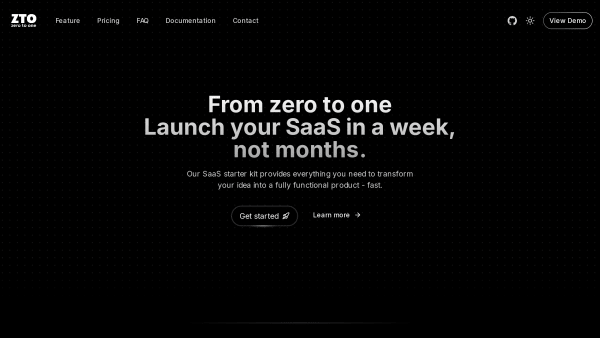 ZTO - NextJS SaaS Starter Kit's website screenshot