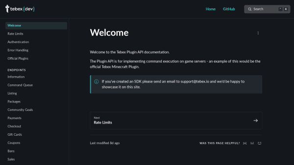 Tebex's website screenshot