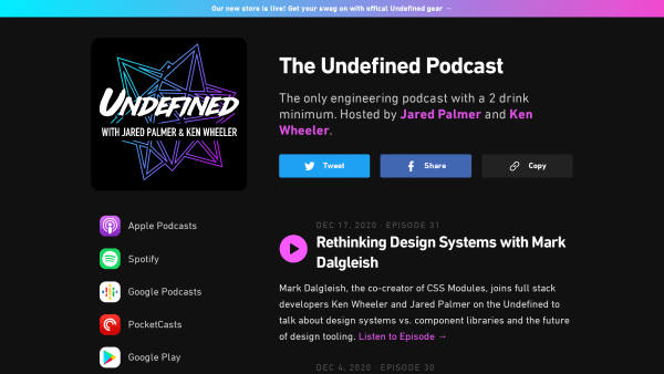 Undefined's website screenshot