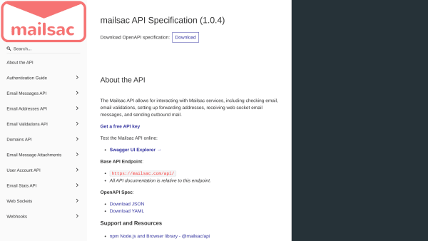Mailsac's website screenshot