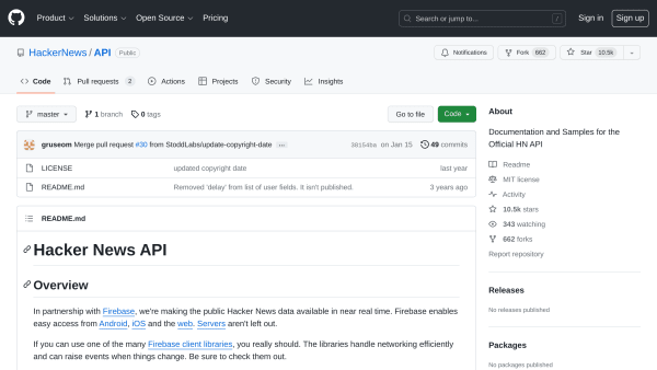 HackerNews's website screenshot