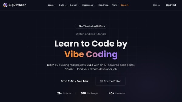 BigDevSoon's website screenshot