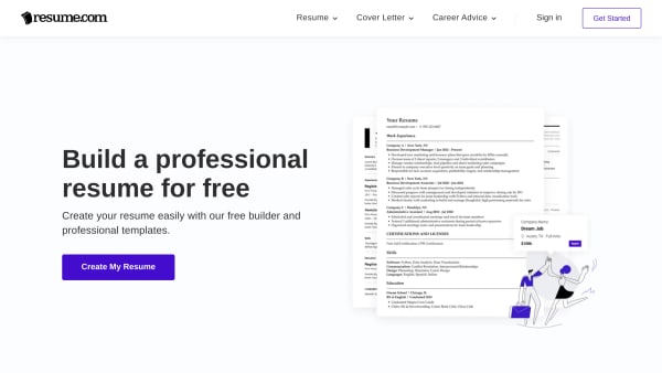 Resume's website screenshot