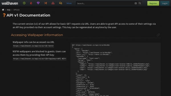 Wallhaven's website screenshot