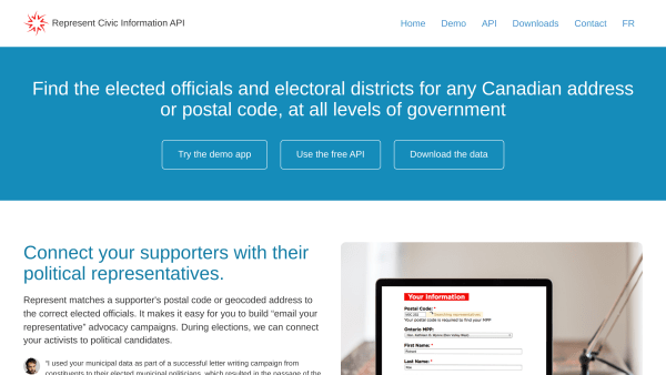 Represent by Open North's website screenshot