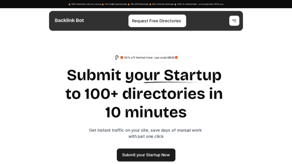 BacklinkBot's website screenshot
