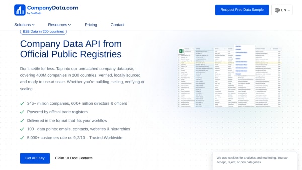 CompanyData.com's website screenshot