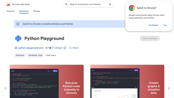 Python Playground's website screenshot