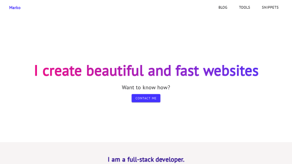 Marko Denic's website screenshot