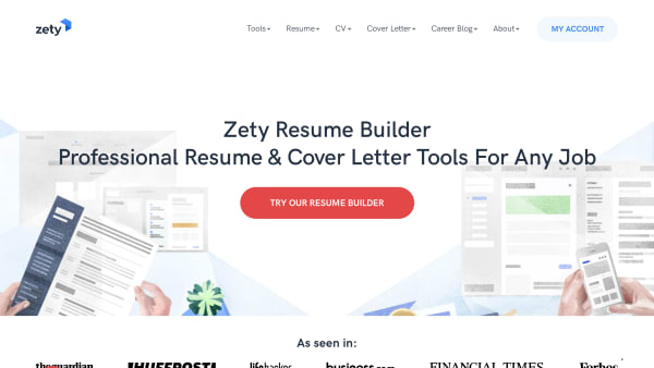 Zety's website screenshot