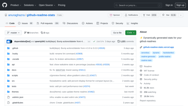 GitHub ReadMe Stats's website screenshot