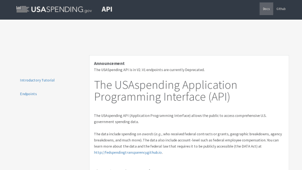 USAspending.gov's website screenshot