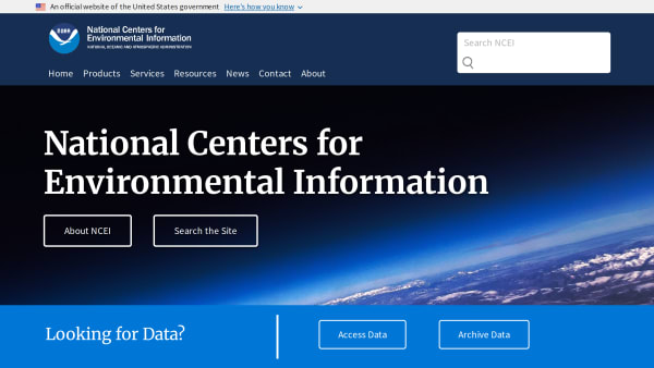 NOAA NGDC's website screenshot