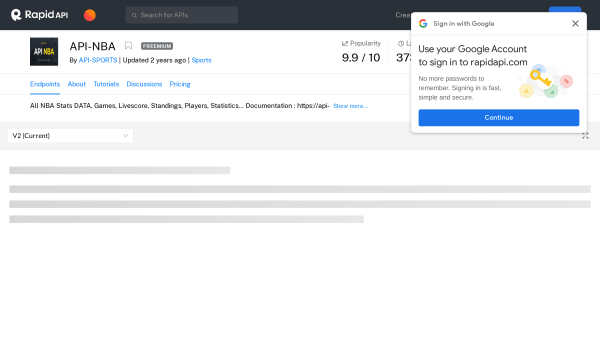 NBA Data's website screenshot