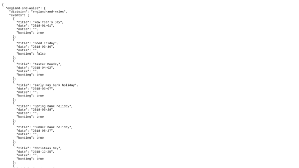 UK Bank Holidays's website screenshot