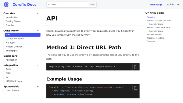 Corsfix's website screenshot