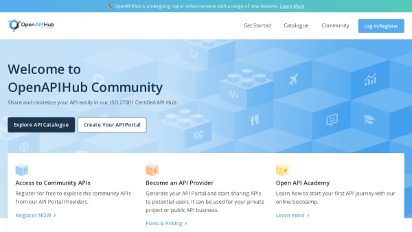 OpenAPIHub's website screenshot